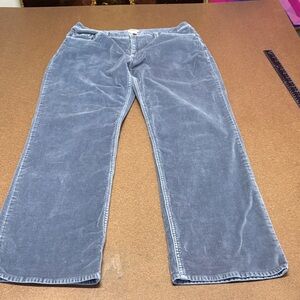 L.L. Bean Women's Light Grey crushed velvet feel Straight Leg Jeans 12 Tall
